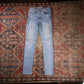 Levi's 721 W26 L30 Skinny Classic Ripped Style Blue Denim Jeans