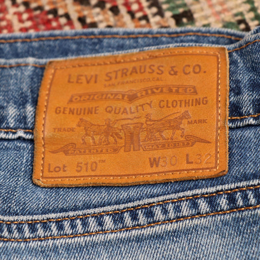 Levi's 510 W30 L30 Skinny Classic Ripped Style Blue Denim Jeans