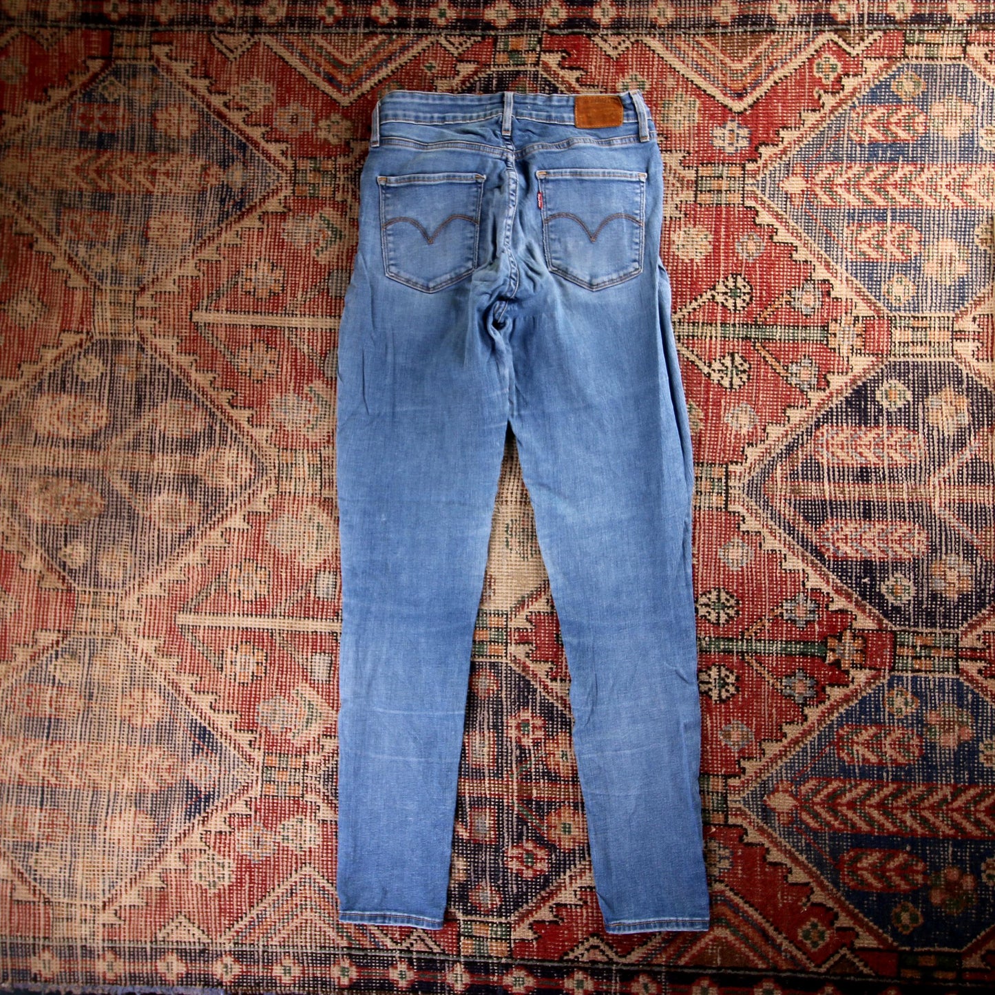 Levi's 721 Red Tab W26 L30 Skinny Classic Ripped Style Blue Denim Jeans