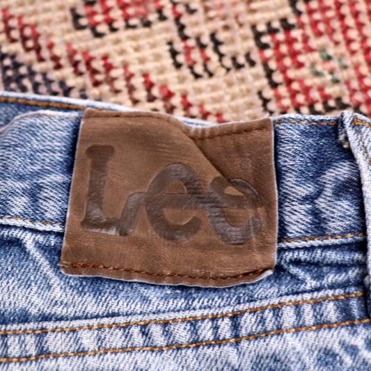 Lee W36 L30 Straight Leg Relaxed Fit Classic Ripped Style Blue Denim Jeans