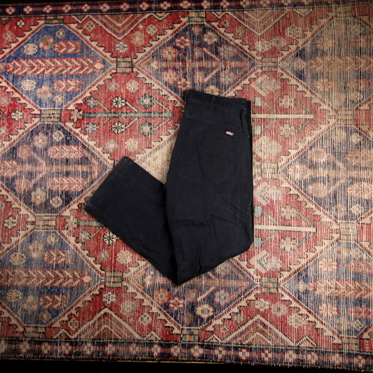 Dickies W34 L28 Straight Leg Black Cotton Blend Trousers