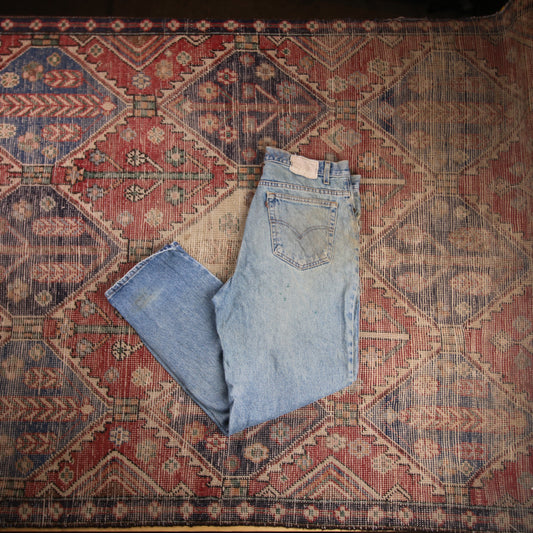 Levi's W34 L29 Tapered Leg Relaxed Fit Classic Ripped Style Blue Denim Jeans