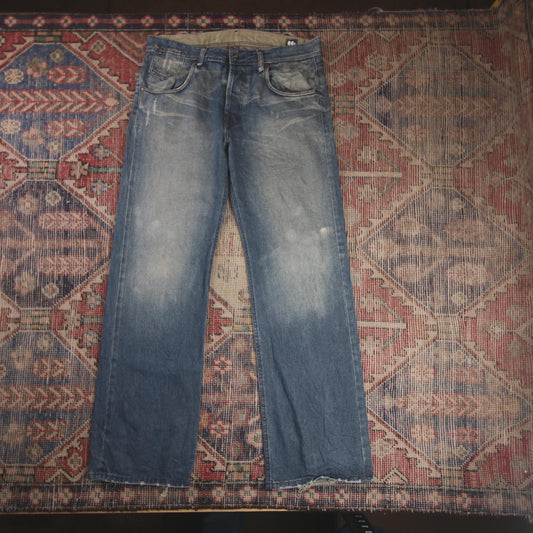 Lee W34 L31 Straight Leg Relaxed Fit Blue Denim Jeans