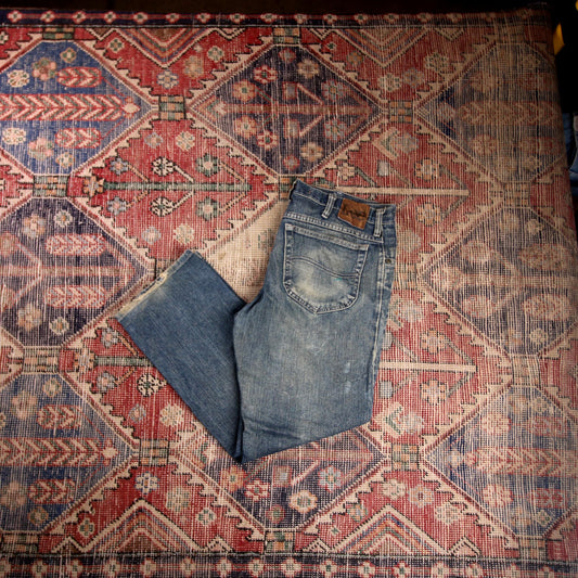 Lee W34 L27 Straight Leg Relaxed Fit Blue Denim Jeans