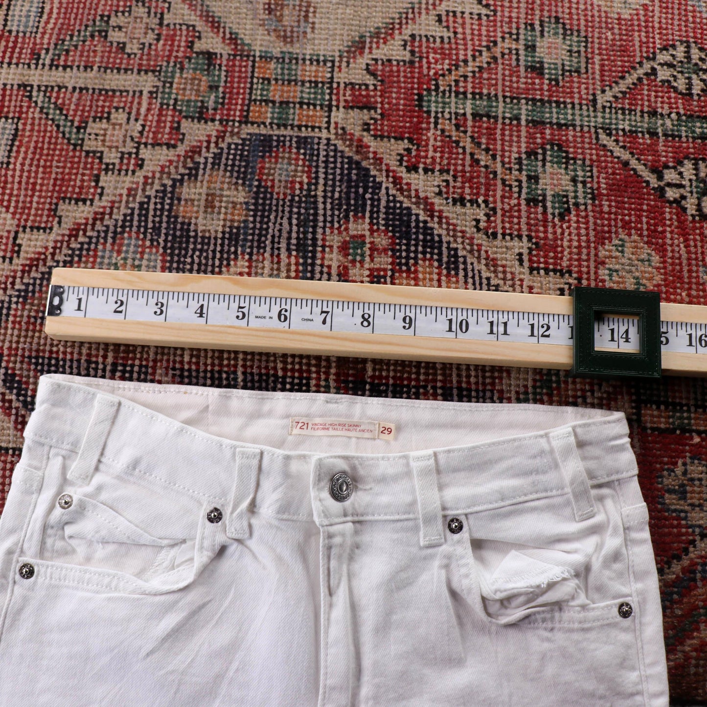 Levi's 721 Red Tab W28 L25 Straight Leg White Denim Jeans