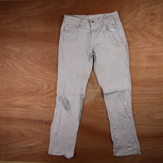 Levi's 505 White Tab W30 L30 Straight Leg Regular Fit Beige Denim Jeans