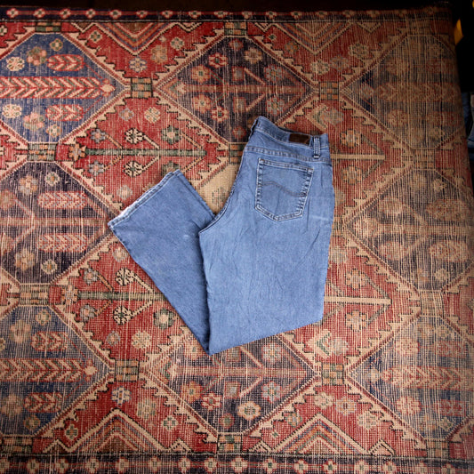 Lee W34 L28 Straight Leg Relaxed Fit Blue Denim Jeans