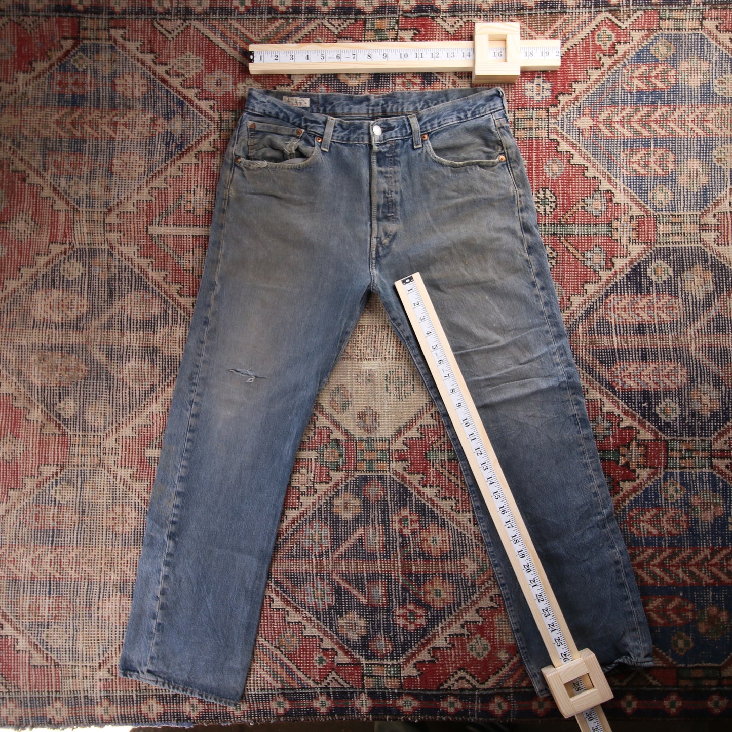 Levi's 501 Red Tab W32 L25 Original Fit Blue Denim Jeans