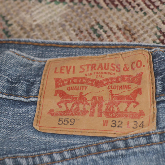 Levi's 559 W34 L33 Straight Leg Relaxed Fit Blue Denim Jeans