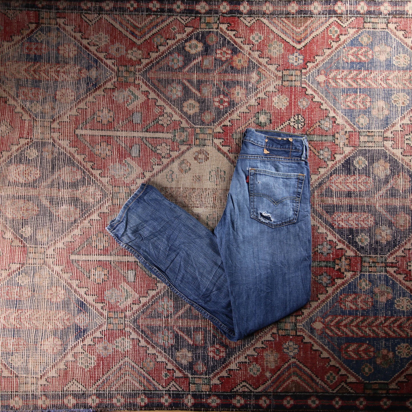 Levi's 505 Red Tab W30 L33 Straight Leg Regular Fit Blue Denim Jeans