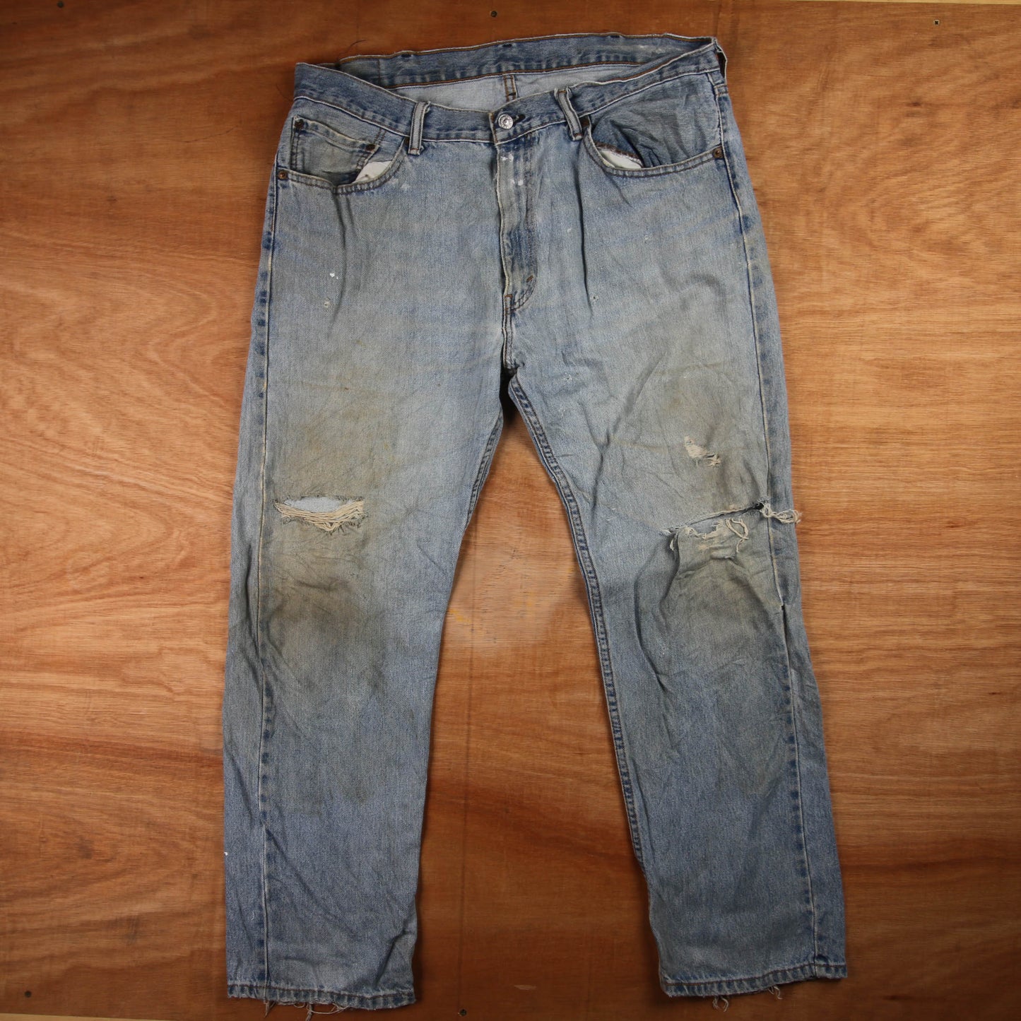 Levi's 505 Red Tab W38 L30 Straight Leg Regular Fit Classic Ripped Style Blue De