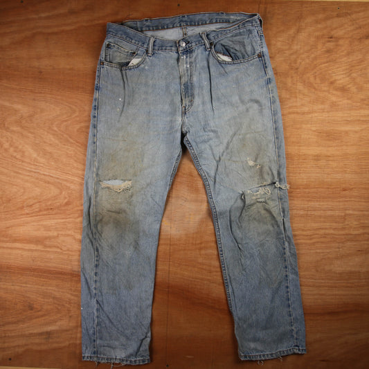 Levi's 505 Red Tab W38 L30 Straight Leg Regular Fit Classic Ripped Style Blue De