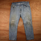Levi's 505 Red Tab W38 L30 Straight Leg Regular Fit Classic Ripped Style Blue De