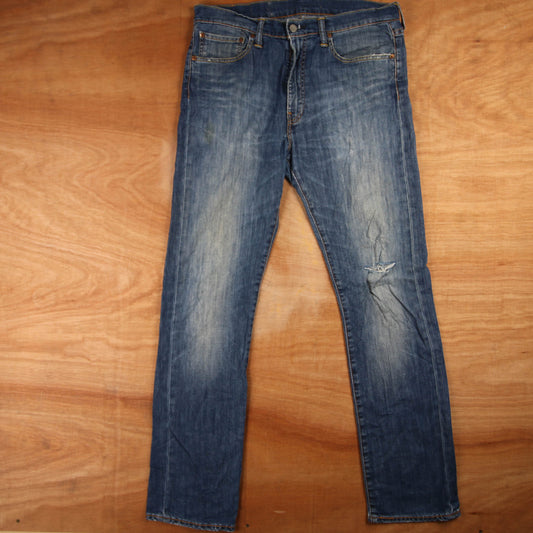 Levi's 513 Red Tab W34 L32 Straight Leg Slim Fit Blue Denim Jeans