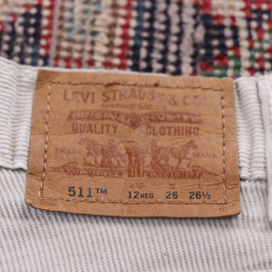 Levi's 511 W26 L27 Slim Fit White Corduroy Trousers