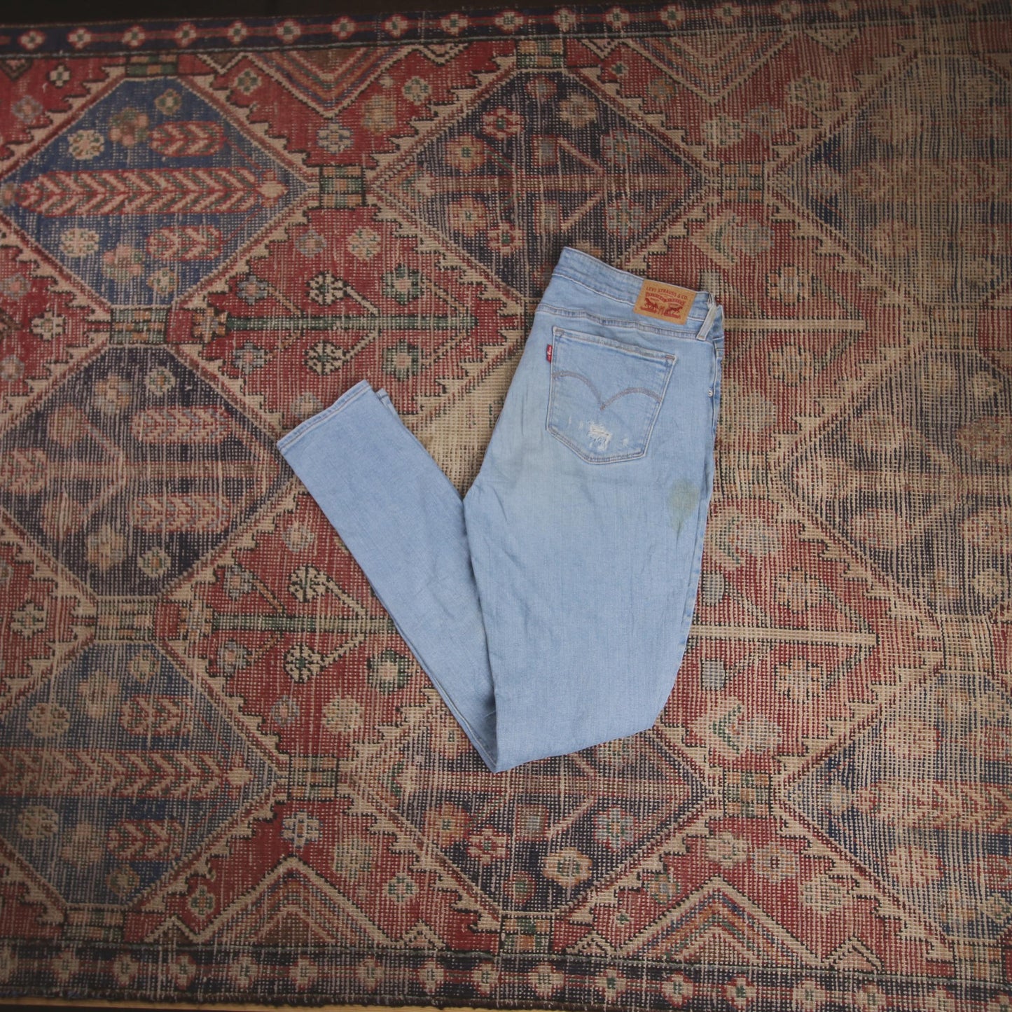 Levi's 711 W32 L30 Skinny Classic Ripped Style Blue Denim Jeans
