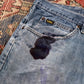 Lee W38 L27 Straight Leg Relaxed Fit Classic Ripped Style Blue Denim Jeans
