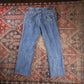 Lee W34 L27 Straight Leg Relaxed Fit Classic Ripped Style Blue Denim Jeans