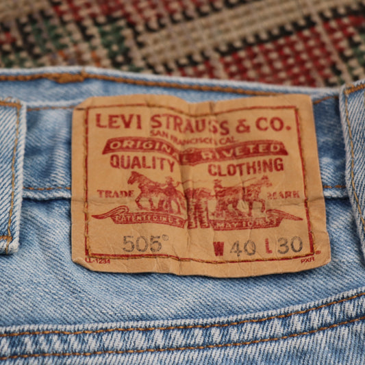 Levi's 505 W40 L30 Straight Leg Regular Fit Blue Denim Jeans