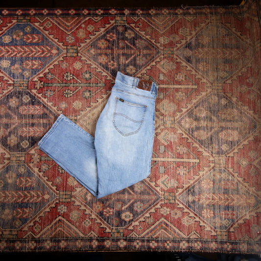 Lee W34 L28 Straight Leg Slim Fit Blue Denim Jeans