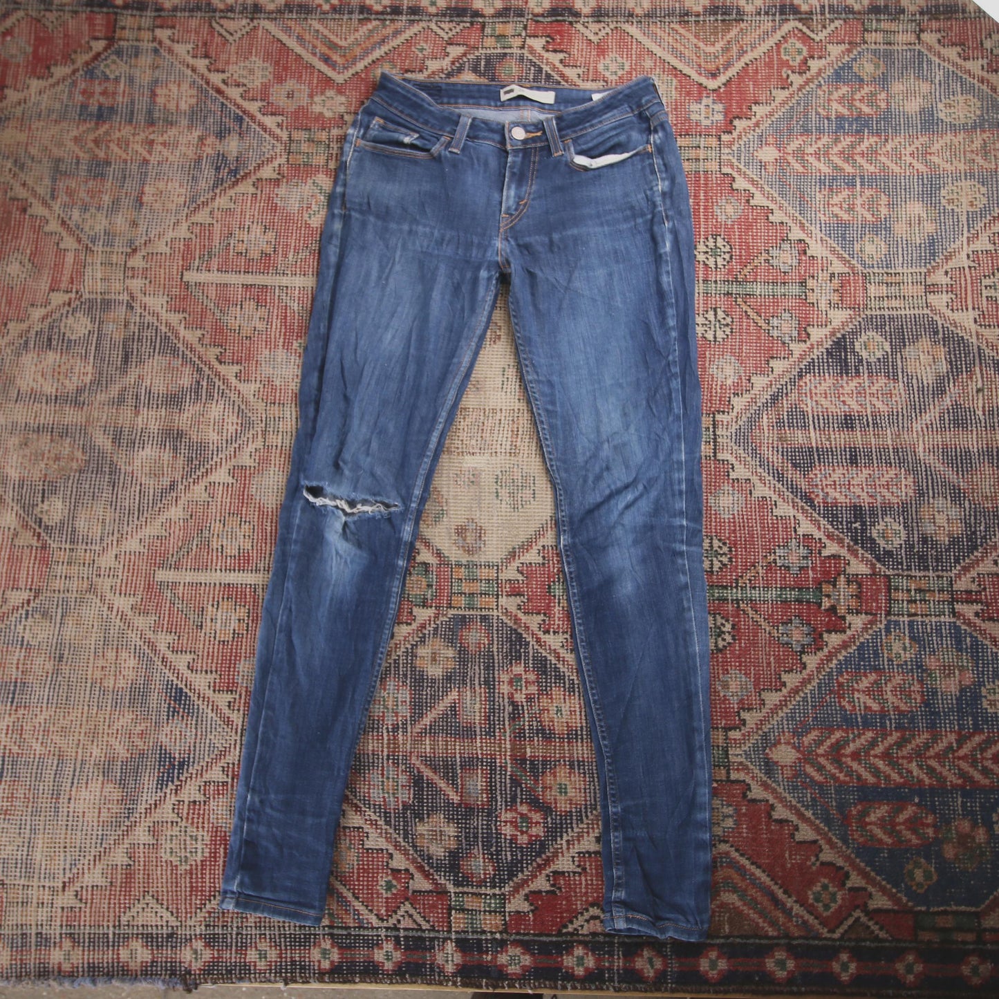 Levi's W28 L29 Skinny Classic Ripped Style Blue Denim Jeans