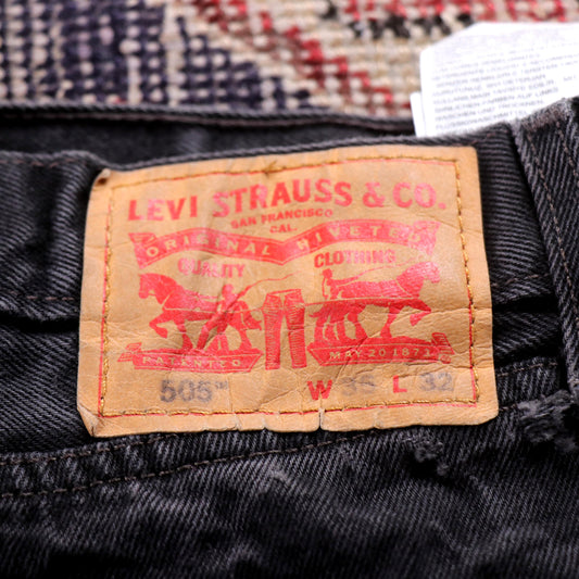 Levi's 505 W32 L29 Straight Leg Regular Fit Black Denim Jeans