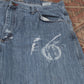 Wrangler W38 L33 Straight Leg Relaxed Fit Blue Denim Jeans