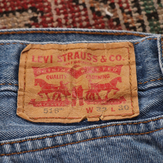 Levi's 518 Red Tab W32 L27 Flared Classic Ripped Style Blue Denim Jeans