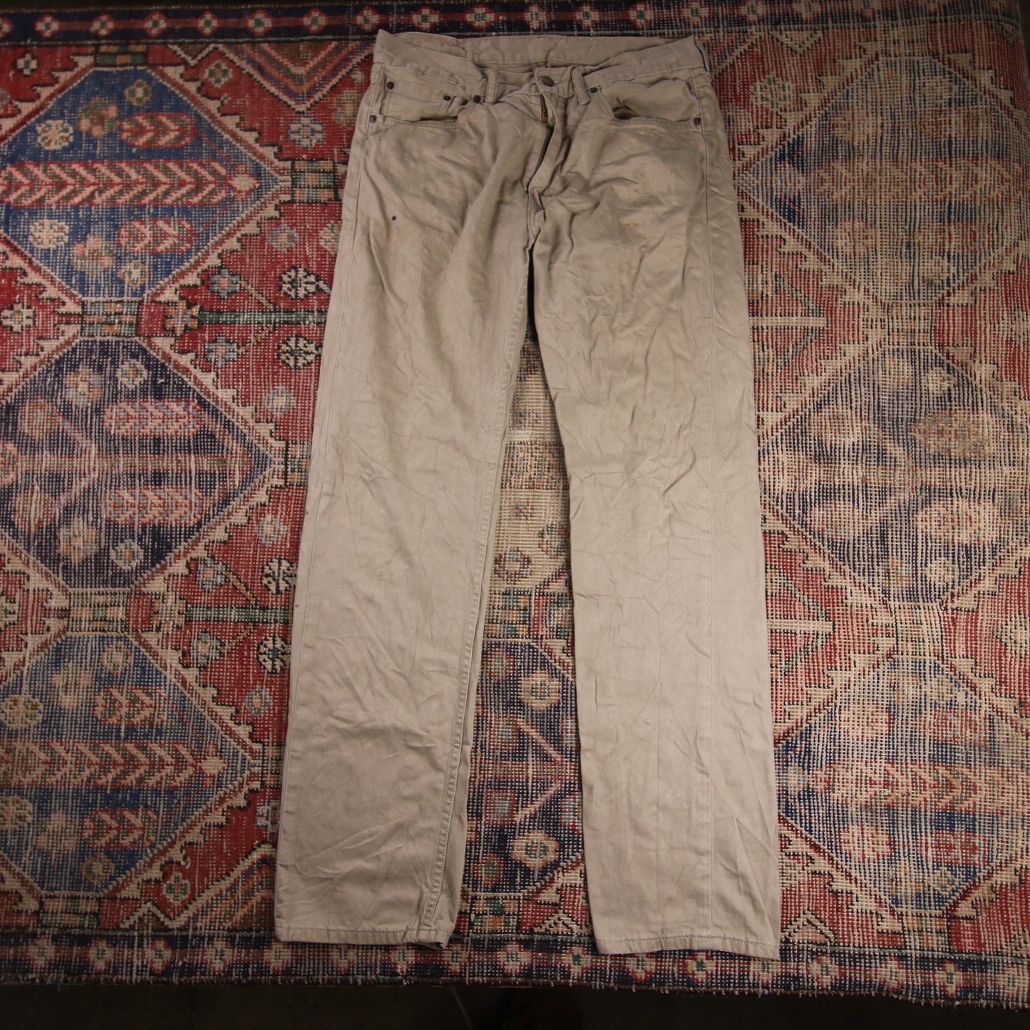 Levi's 505 W32 L32 Straight Leg Regular Fit Beige Denim Jeans