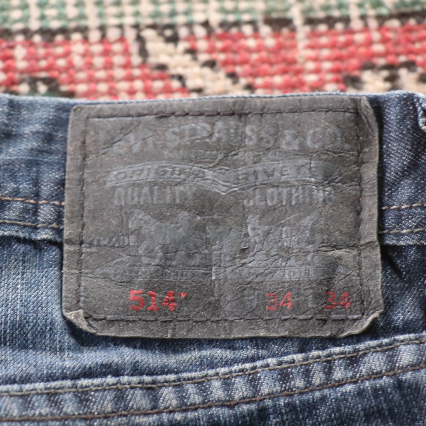 Levi's 514 Red Tab W38 L34 Straight Leg Blue Denim Jeans