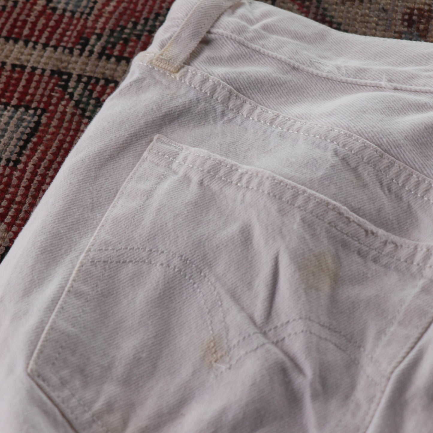 Levi's Red Tab W26 L27 Straight Leg White Denim Jeans
