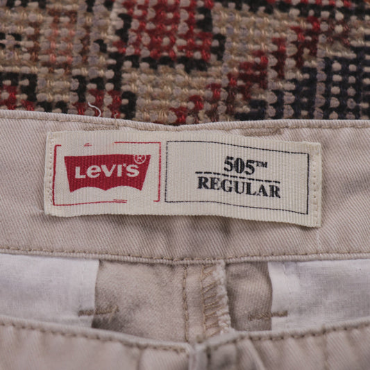 Levi's 505 W30 L27 Straight Leg Regular Fit White Cotton Blend Trousers