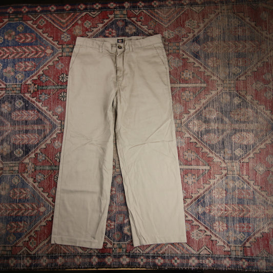 Dickies W32 L25 Straight Leg Beige Cotton Blend Trousers