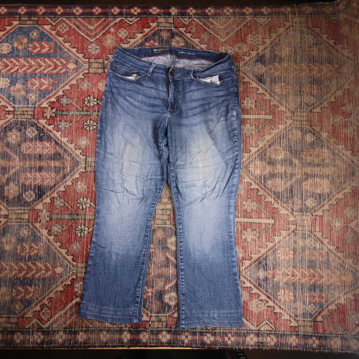 Lee W36 L26 Straight Leg Loose Fit Blue Denim Jeans