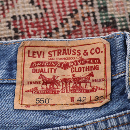 Levi's 550 Red Tab W40 L30 Tapered Leg Relaxed Fit Blue Denim Jeans