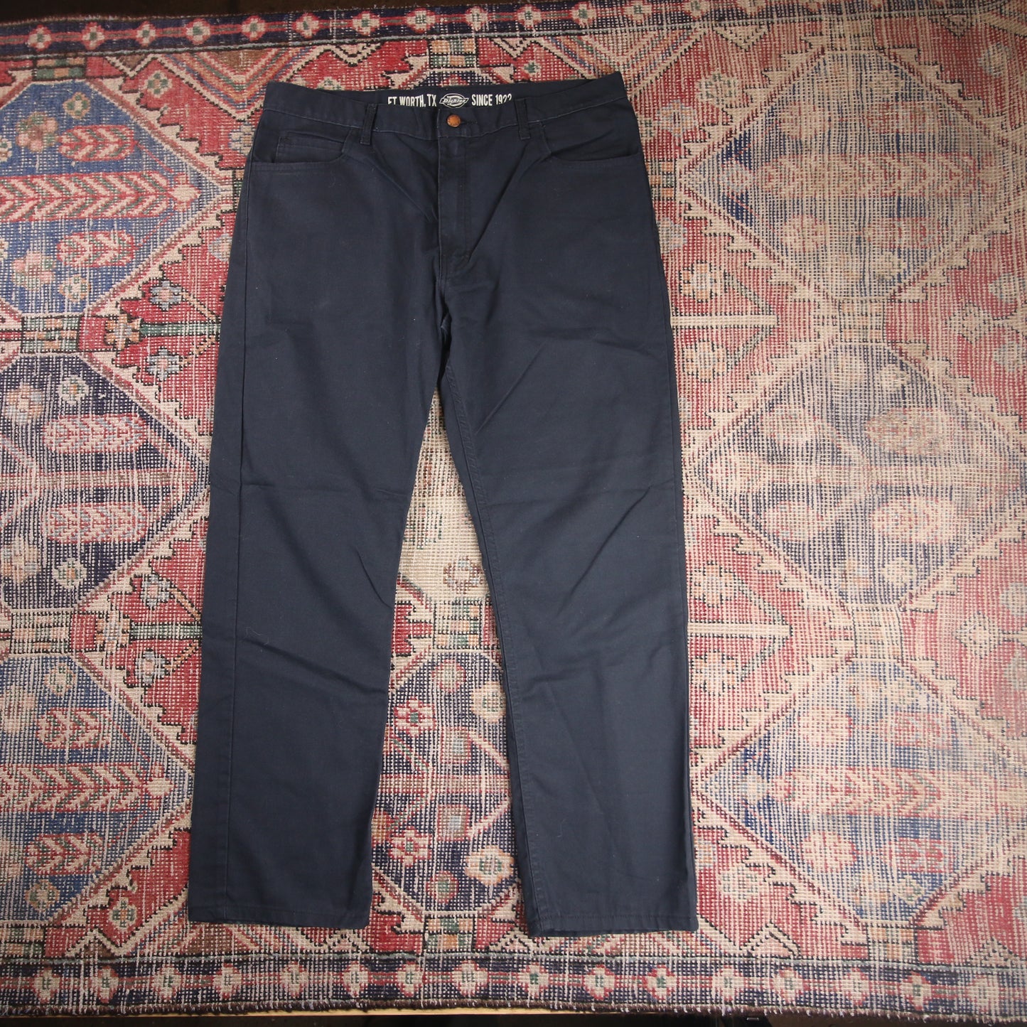 Dickies W36 L29 Straight Leg Black Cotton Blend Trousers