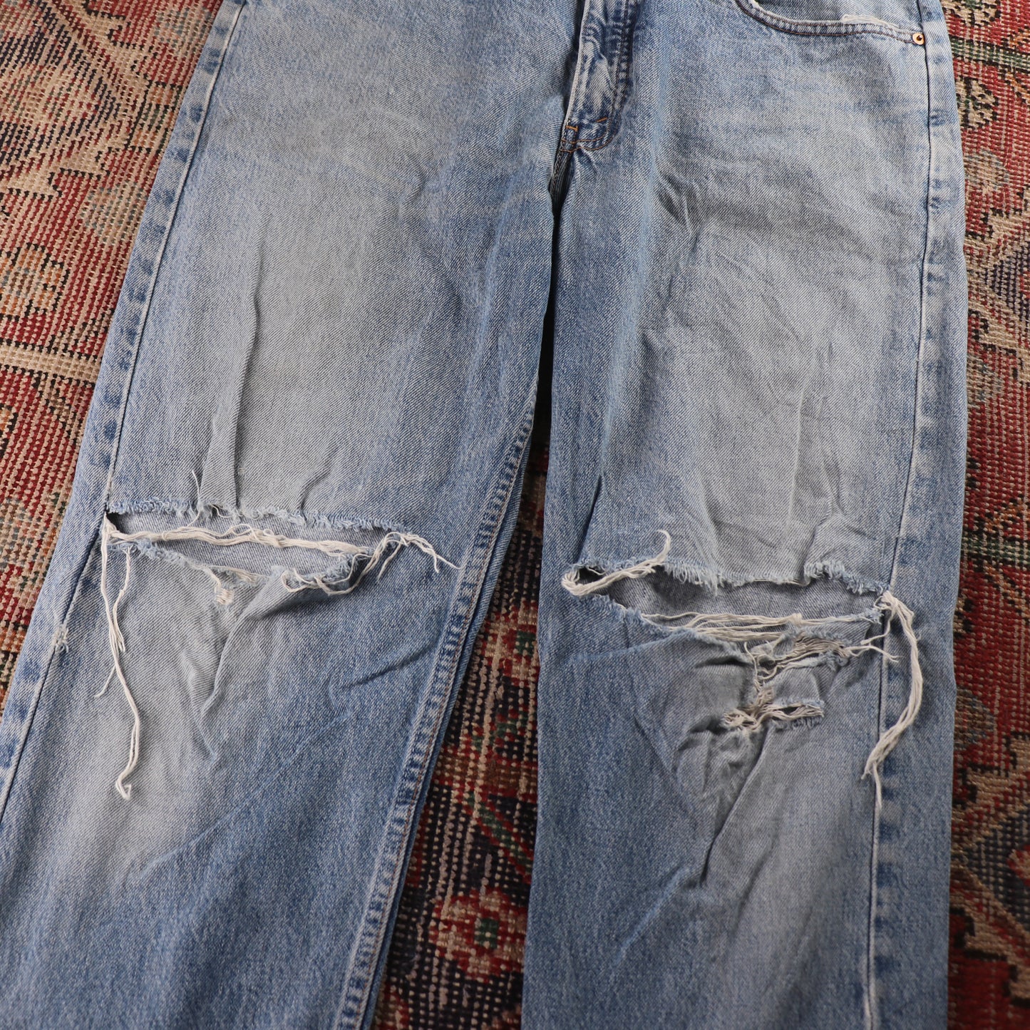 Levi's 501 Red Tab W36 L31 Original Fit Classic Ripped Style Blue Denim Jeans