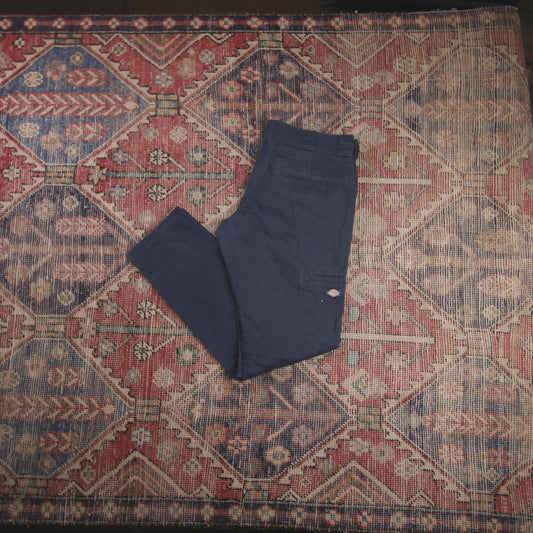 Dickies Double Knee W34 L29 Straight Leg Slim Fit Blue Cotton Blend Trousers