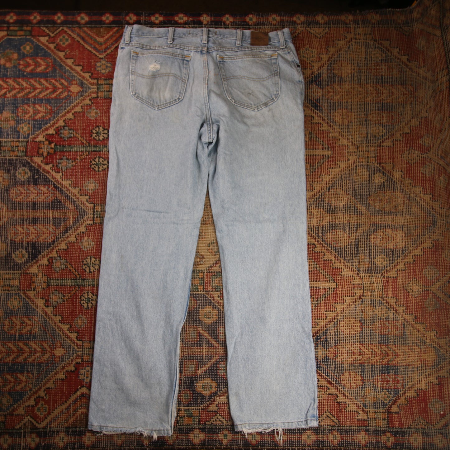 Lee W38 L32 Straight Leg Loose Fit Blue Denim Jeans