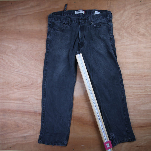 Levi's 505 Red Tab W38 L28 Straight Leg Regular Fit Black Denim Jeans