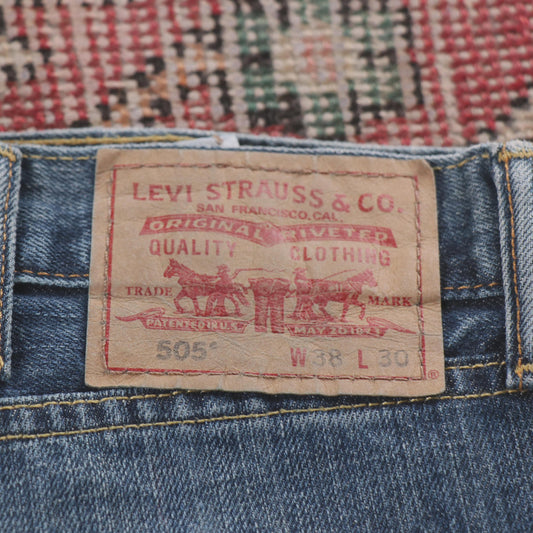 Levi's 505 Red Tab W38 L30 Straight Leg Regular Fit Blue Denim Jeans