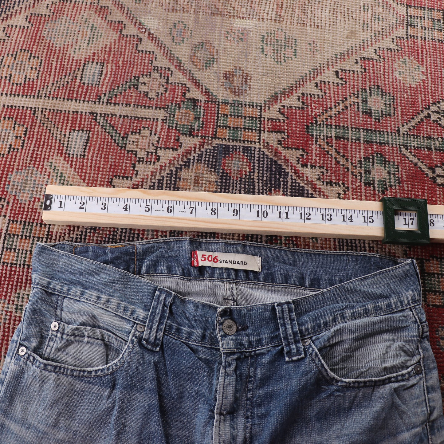 Levi's 506 Red Tab W34 L34 Straight Leg Classic Ripped Style Blue Denim Jeans