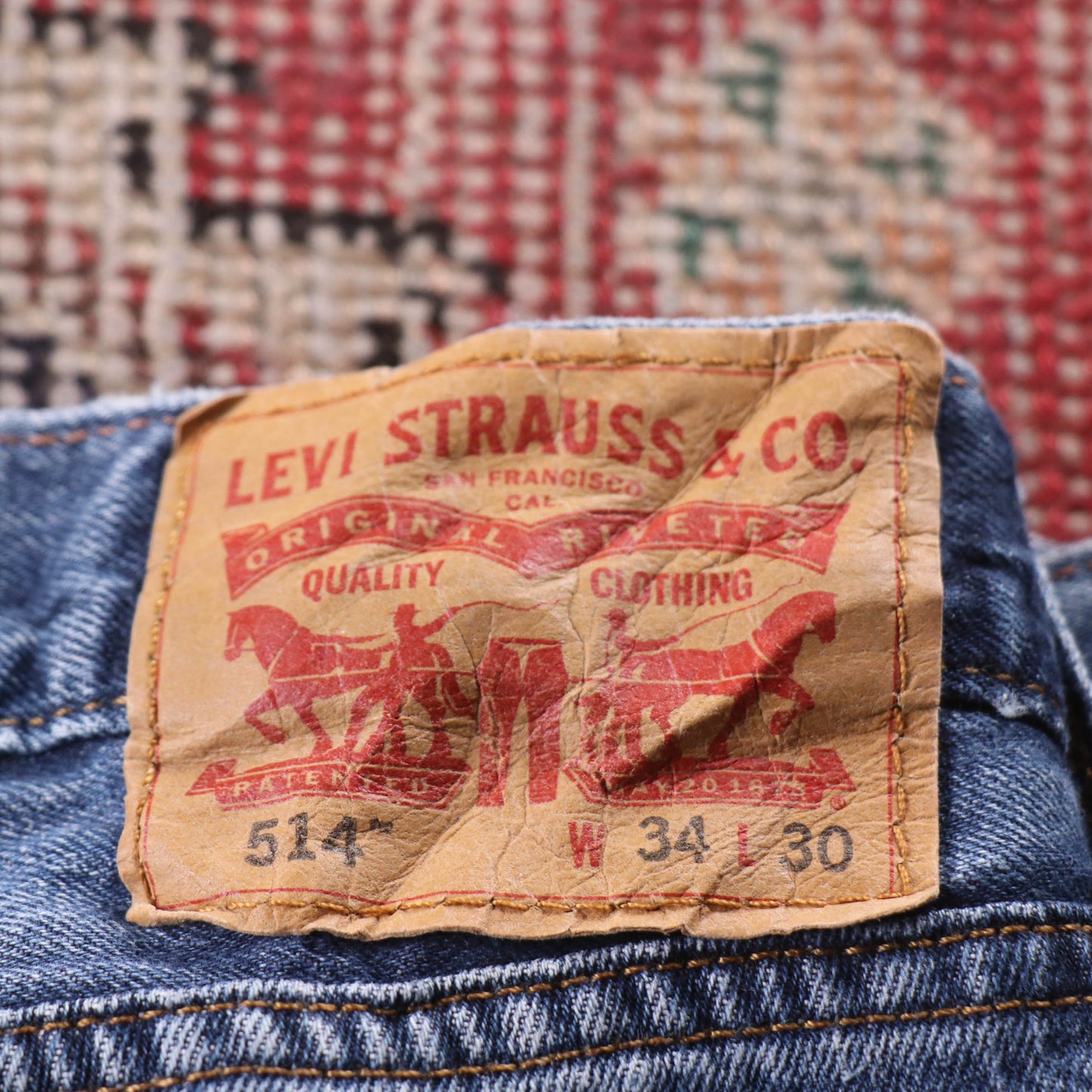 Levi's 514 Red Tab W34 L27 Straight Leg Blue Denim Jeans