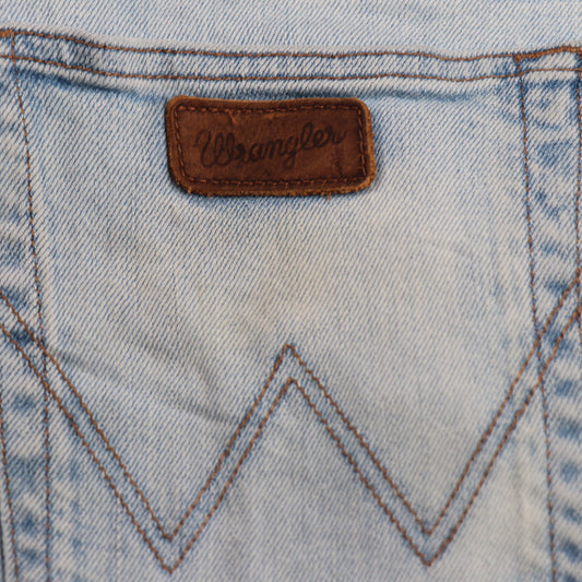 Wrangler W34 L32 Straight Leg Loose Fit Classic Ripped Style Blue Denim Jeans