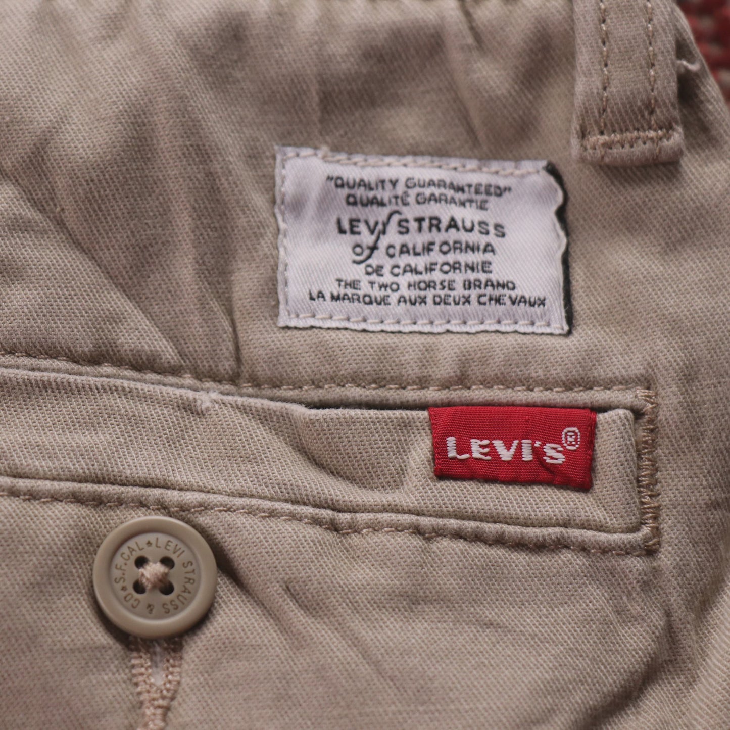 Levi's W28 L28 Tapered Leg Beige Cotton Blend Trousers