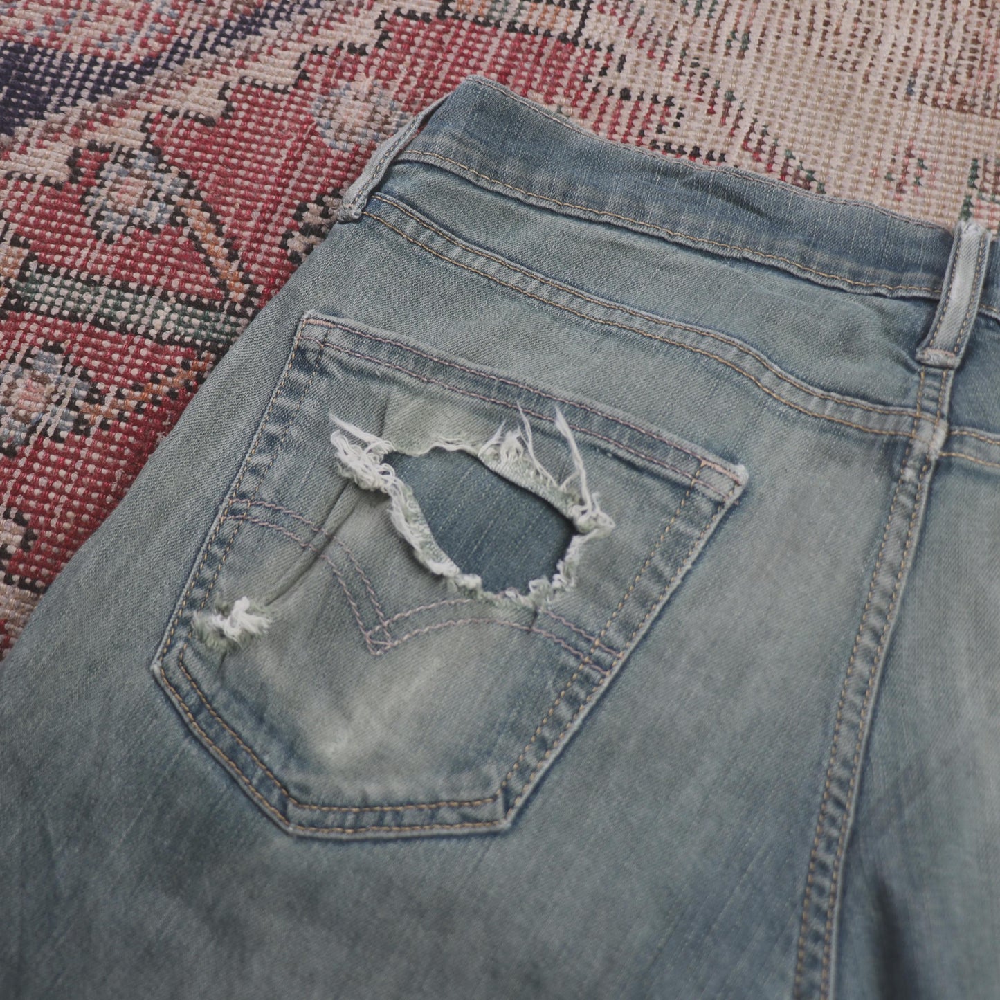 Levi's 511 W32 L34 Slim Fit Classic Ripped Style Green Denim Jeans