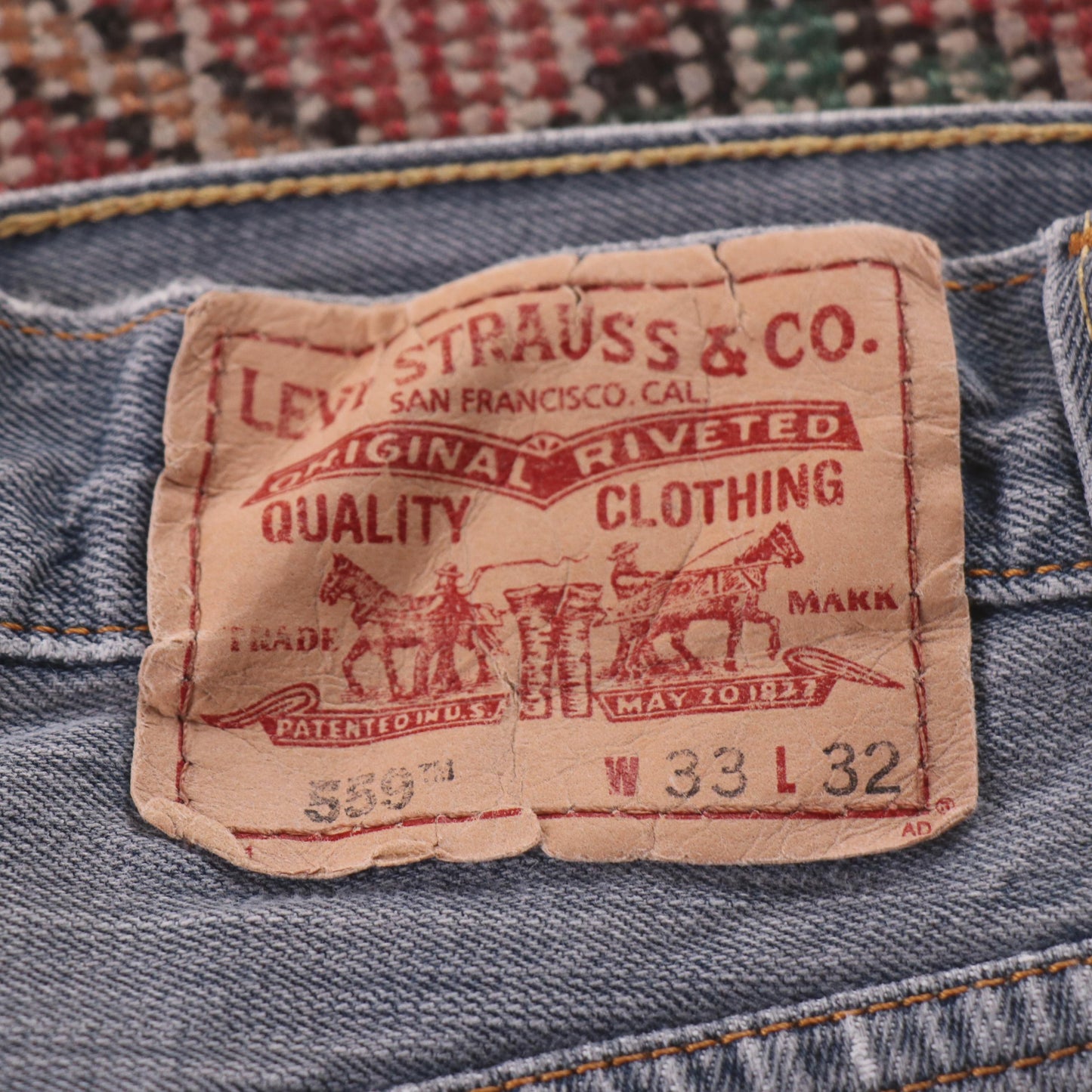 Levi's 559 Red Tab W32 L30 Straight Leg Relaxed Fit Classic Ripped Style Blue De