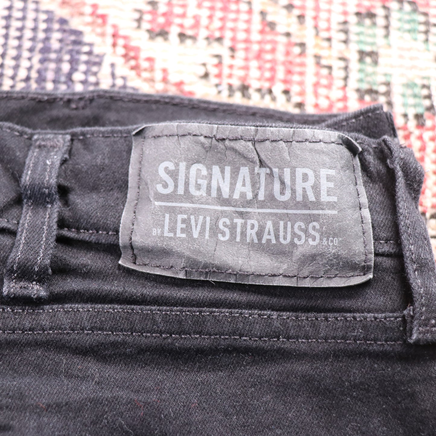 Levi's Signature W40 L27 Straight Leg Regular Fit Black Denim Jeans