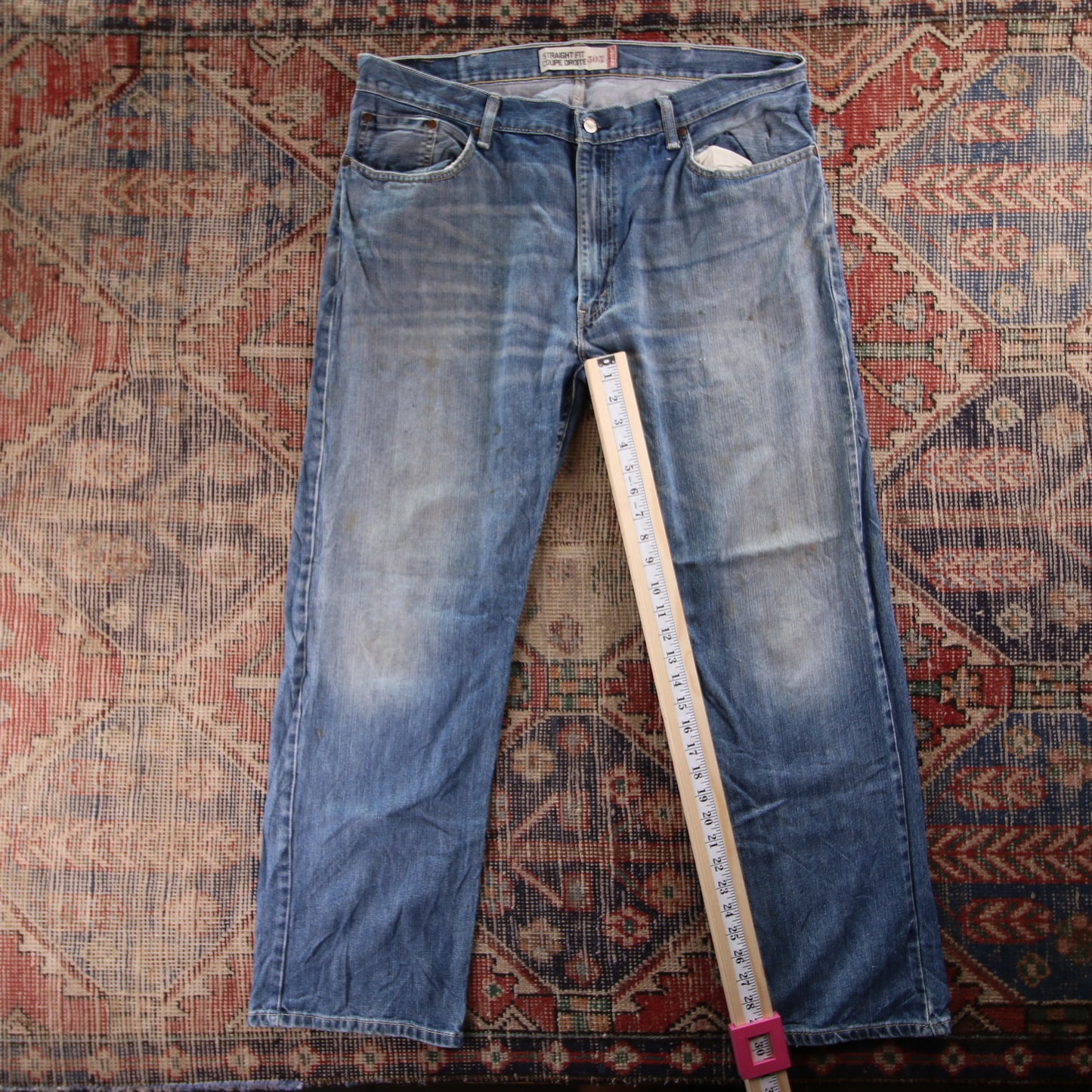 Levi's 505 Red Tab W38 L30 Straight Leg Regular Fit Blue Denim Jeans