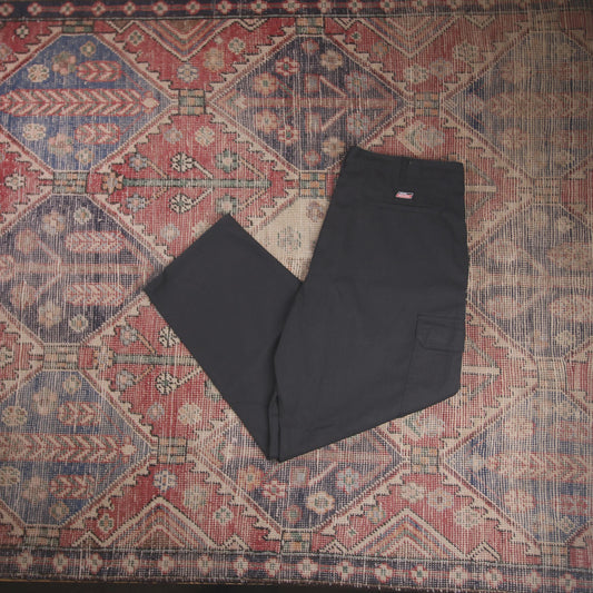 Dickies W36 L29 Cargos Black Cotton Blend Trousers